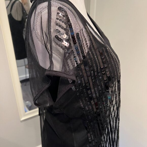NWT INC Black Jubilant 2 piece Sheer Sequin Top with Built in Camisole, Size M - Picture 10 of 16